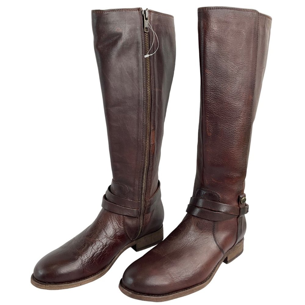Frye Boots Womens Size 7 Redwood Melissa Belted Tall Boot Leather Luxury $400 - Picture 3 of 13